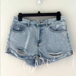 PacSun Blue Jean Shorts Distressed High-Waisted Mom Short size 27